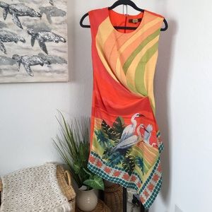 Anthro. Eva Franco Vibrant Bird Dress Size 0